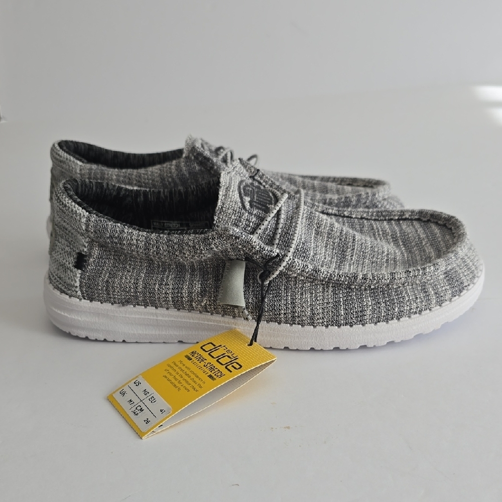 NWT Hey Dude Men's Wally Stretch Mix Active Stretch Shoes Gray Size 8